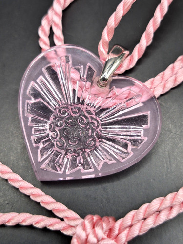 Lalique pink crystal heart - pink,