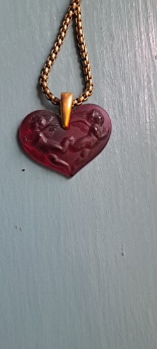 Lalique red heart pendant with - heart,