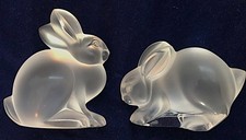 *2 RARE Lalique Glass RABBITS