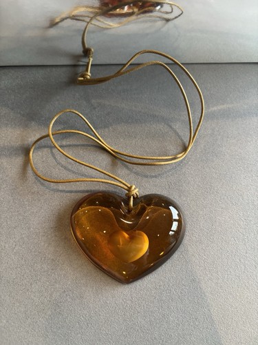 Lalique amber heart inside - lalique,