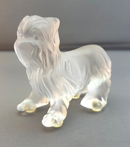 Lalique crystal glass dog - glass,